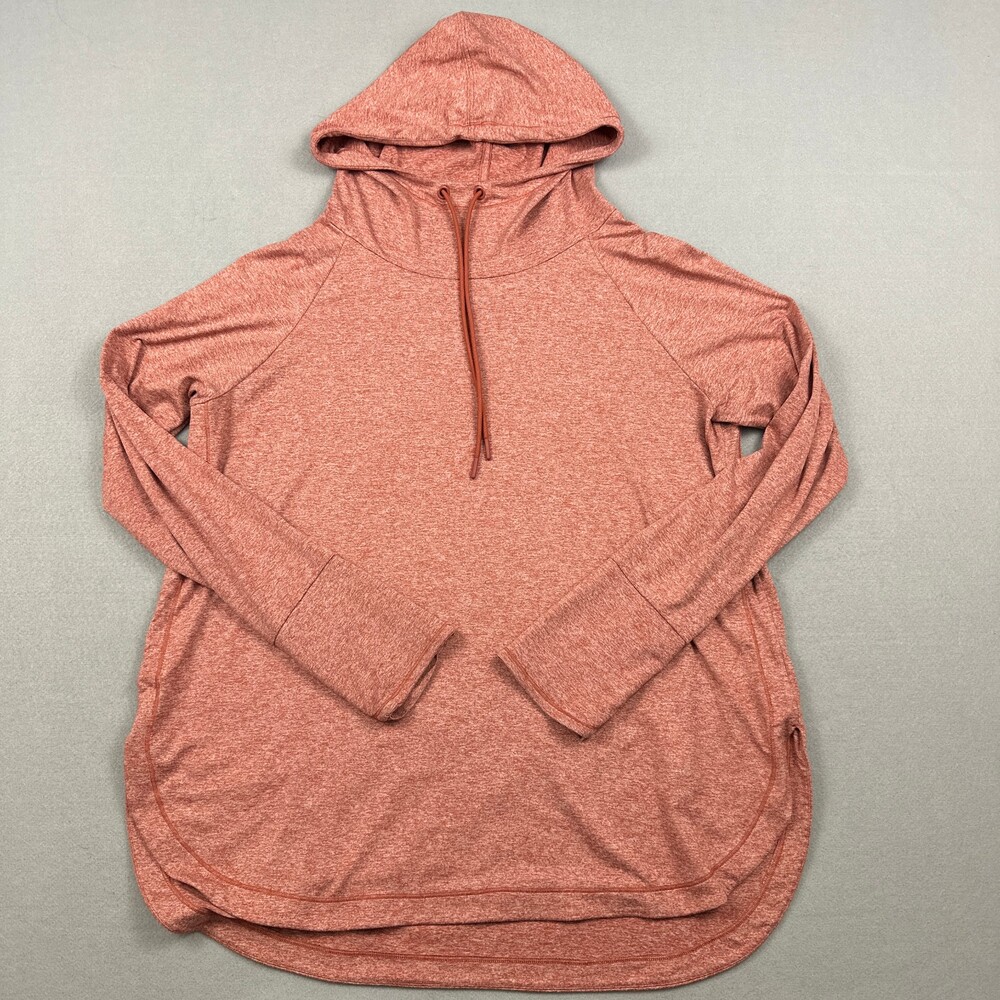 Athleta Shirt Women Extra Large Orange Pullover Hoodie Drawstring Stretch Gym XL
